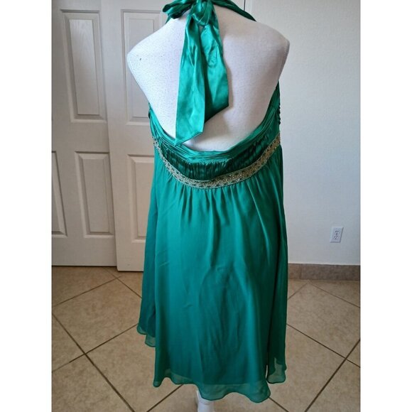 Adrianna Papell Boutique Dress 14 Elegant Halter  Beaded Evening Coctail Party - Picture 2 of 16